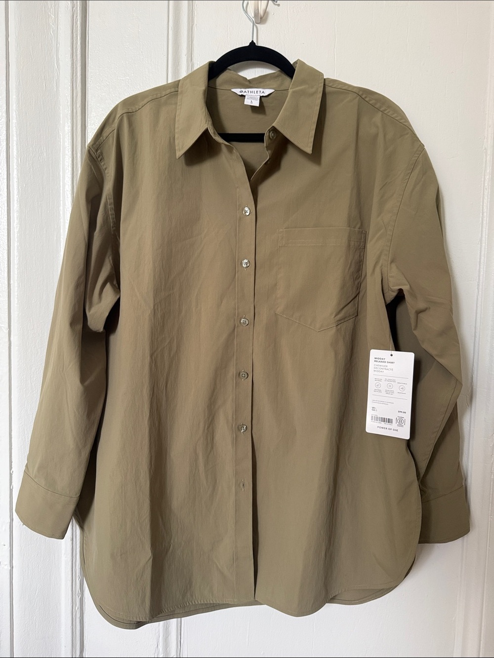 NWT Athleta Midday Relaxed Shirt in Light Olive Green size Large L - Picture 3 of 8